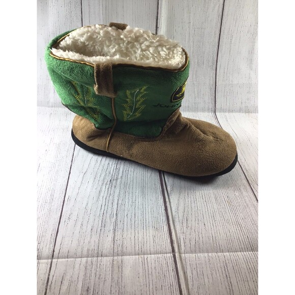 John Deere Cowboy Boot Slippers Boys Brown/Green Youth L/XL 3-5 - Picture 10 of 16